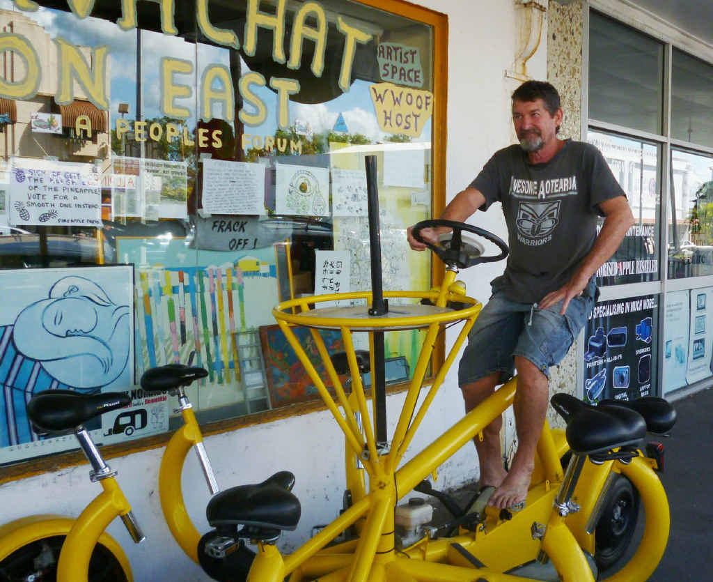 Chris Hooper consoles himself on his new bike after his nomination was blocked.