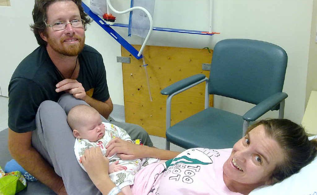 Amanda LePeilbet, partner Ered Fox and baby Cloe in the room at Caloundra rehab which the three have called home since Christmas. Amanda LePeilbet, partner Ered Fox and baby Cloe in the room at Caloundra rehab which the three have called home since Christmas.