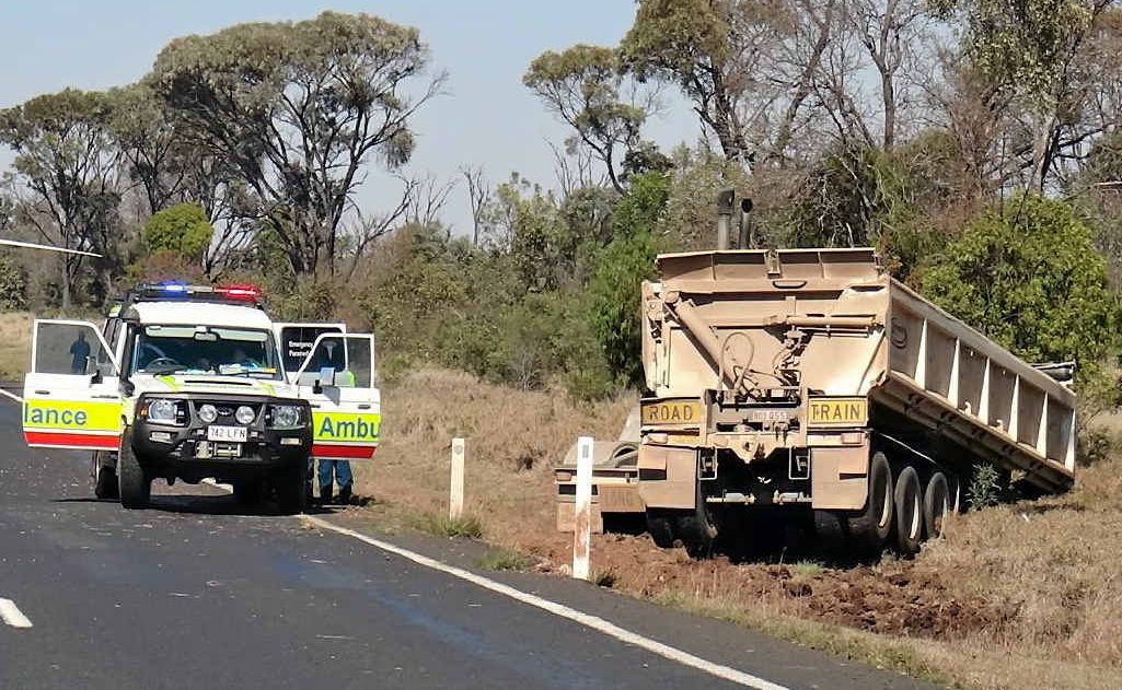 Yet another truck crash on the Peak Downs Hwy, about 50km from Moranbah. Hundreds of people have been injured in crashes. Yet another truck crash on the Peak Downs Hwy, about 50km from Moranbah. Hundreds of people have been injured in crashes.