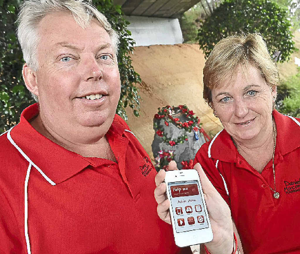 Bruce and Denise Morcombe with the new smartphone app designed to help people in trouble. Bruce and Denise Morcombe with the new smartphone app designed to help people in trouble.