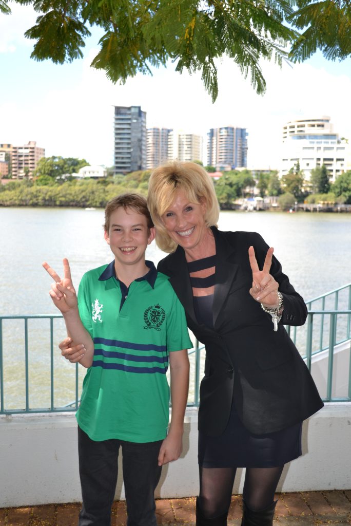 Erin Brockovich with winning essayist Jacob Ryan. Erin Brockovich with winning essayist Jacob Ryan.
