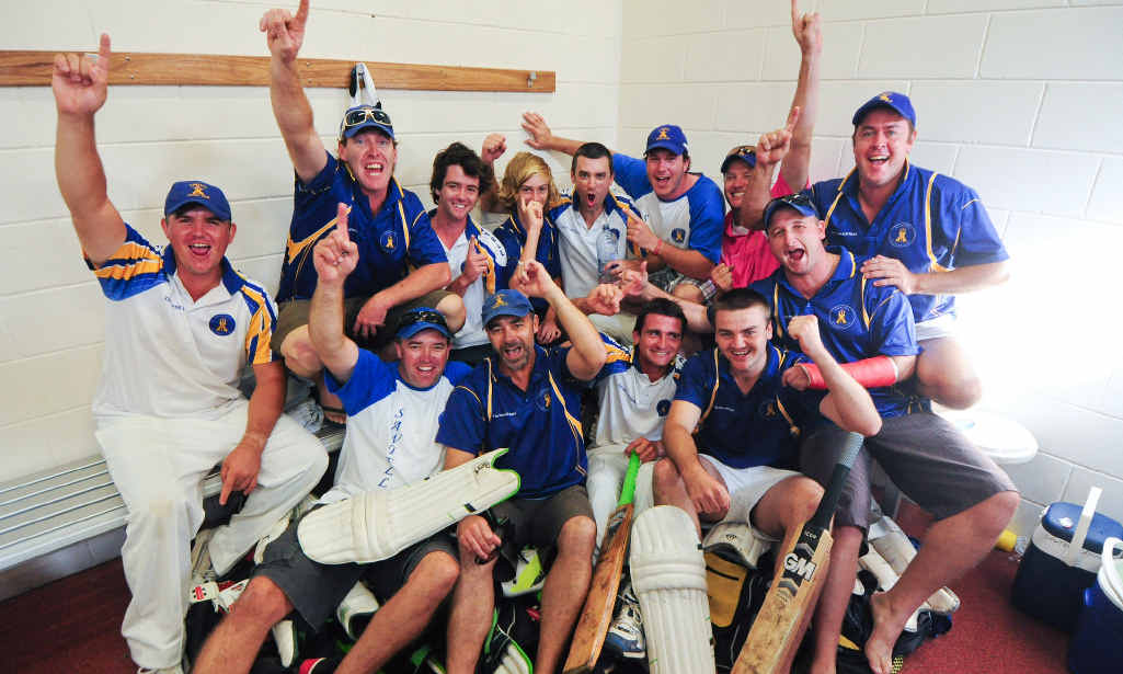 Sawtell’s jubilation in defeating Diggers in the CHDCA first grade cricket final. Sawtell’s jubilation in defeating Diggers in the CHDCA first grade cricket final.