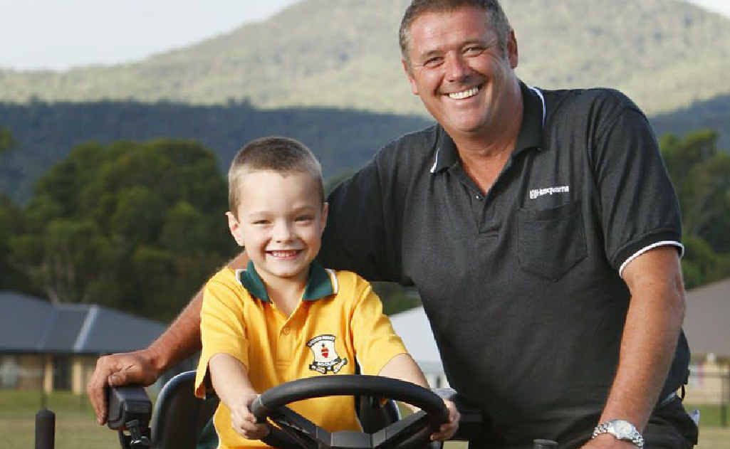 Six-year-old Eithen Leard, of Peak Crossing, is ready to help out at home thanks to the work of Marcus Page from Yamanto Mower and Garden Centre, who adapted a ride on mower so Eithen could use it. Six-year-old Eithen Leard, of Peak Crossing, is ready to help out at home thanks to the work of Marcus Page from Yamanto Mower and Garden Centre, who adapted a ride on mower so Eithen could use it.