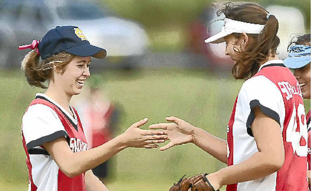 Ashleigh Knight celebrates with Laura Coulter in a game earlier in the season. Both played key roles in the under-19 grand final. Ashleigh Knight celebrates with Laura Coulter in a game earlier in the season. Both played key roles in the under-19 grand final.