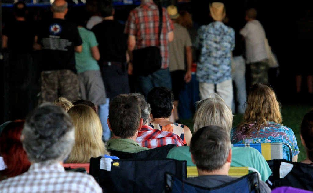 NO MORE: People using folding chairs in the Mojo tent at the 2012 Bluesfest. The chairs will be banned from the Mojo and Crossroads tents from next year. NO MORE: People using folding chairs in the Mojo tent at the 2012 Bluesfest. The chairs will be banned from the Mojo and Crossroads tents from next year.