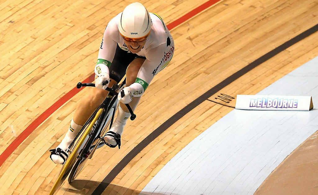 Rockhampton cycling star Anna Meares on her way to breaking the world record. Rockhampton cycling star Anna Meares on her way to breaking the world record.
