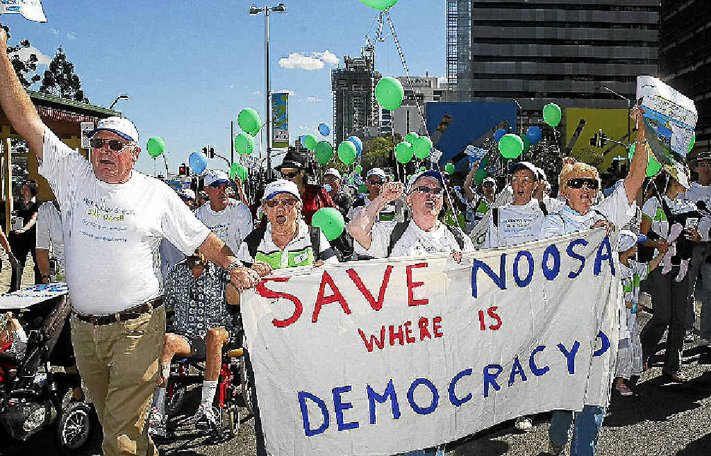 Protesters get vocal as they make their way through Brisbane to Parliament House in 2007.
