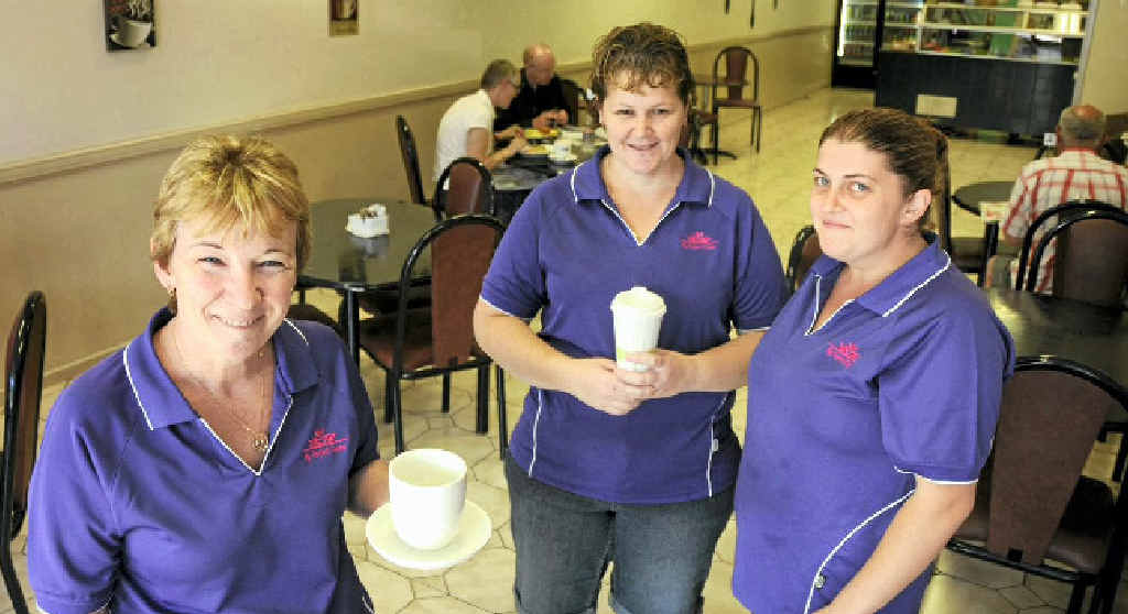 Two of the new owners of My Perfect Cuppa in Ruthven St, Robyn Hetterick (left) and Kerri Lawardorn (centre) with staff member April Hanly. Two of the new owners of My Perfect Cuppa in Ruthven St, Robyn Hetterick (left) and Kerri Lawardorn (centre) with staff member April Hanly.