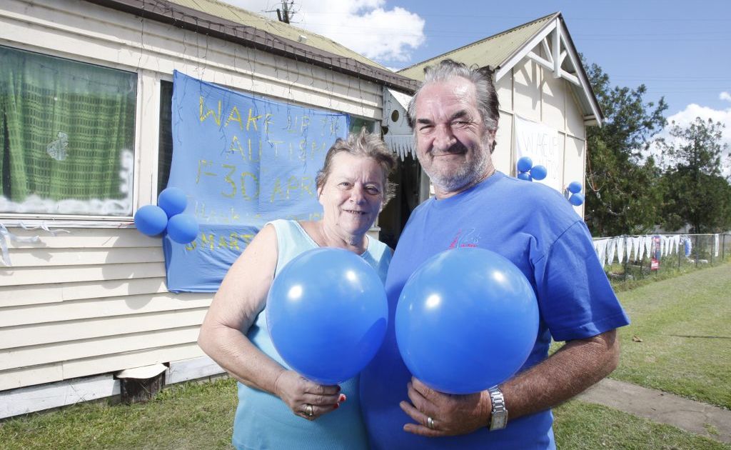 David and Dianne Collins have decorated the front of their house blue to make people aware of Autism month. David and Dianne Collins have decorated the front of their house blue to make people aware of Autism month.