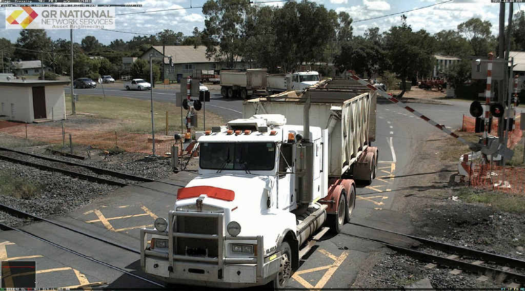 Near-misses at a Central Queensland rail crossing. Near-misses at a Central Queensland rail crossing.
