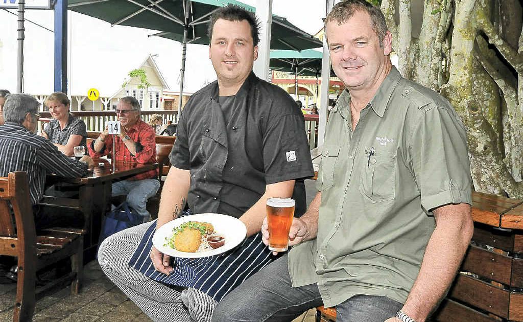 Federal pub chef Nathan Streckfuss (left) and licensee Mick O’Connor are onto a winner with fresh local produce and seafood. Federal pub chef Nathan Streckfuss (left) and licensee Mick O’Connor are onto a winner with fresh local produce and seafood.