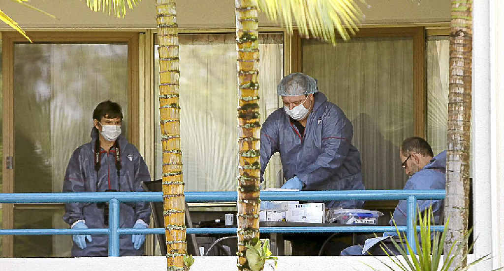 Forensic investigators go through the scene. Forensic investigators go through the scene.