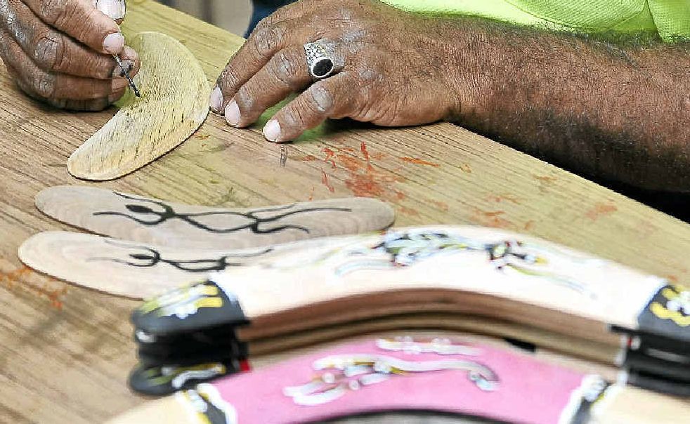 In Kyogle, Wayne Walker is making boomerangs. In Kyogle, Wayne Walker is making boomerangs.