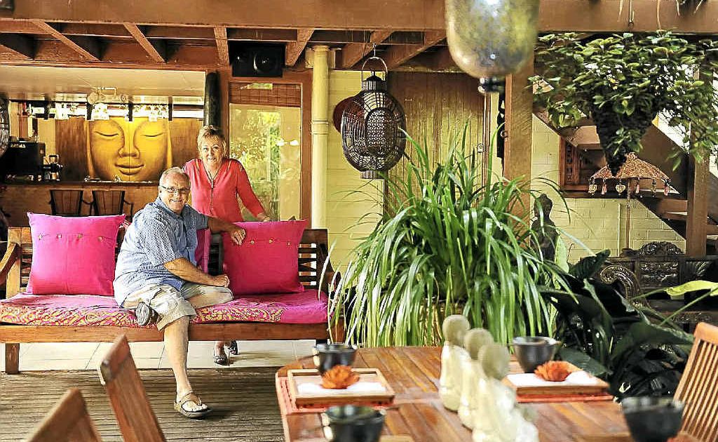 Kim and Jill Robinson relax in their award-winning setting. The couple’s garden won its category in House & Garden magazine’s Garden of the Year awards. Kim and Jill Robinson relax in their award-winning setting. The couple’s garden won its category in House & Garden magazine’s Garden of the Year awards.