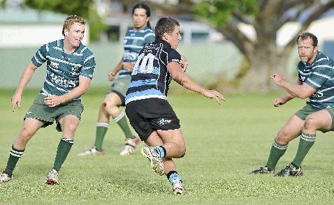 Ballina's Grant Knight (No. 10) tries to side-step the Lismore defence in the Seahorses' 23-13 win at Quays Reserve. Ballina's Grant Knight (No. 10) tries to side-step the Lismore defence in the Seahorses' 23-13 win at Quays Reserve.