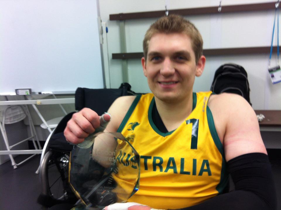 Ben Newton with the trophy from Australia’s Test event win.
Ben Newton with the trophy from Australia’s Test event win.