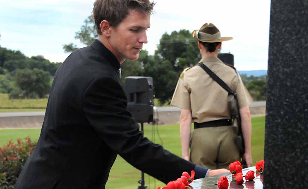 Dale Birt remembers his lost comrade and brother at yesterday's Anzac commemorations in Gympie. Dale Birt remembers his lost comrade and brother at yesterday's Anzac commemorations in Gympie.