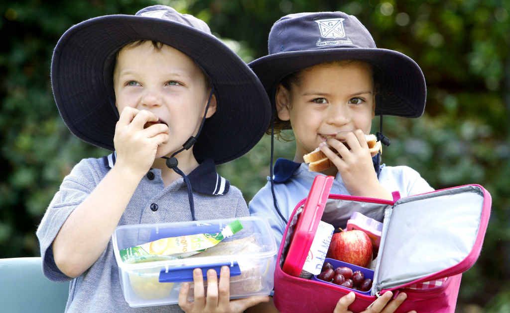 Ipswich Girls’ Grammar School prep children Jack Baker and Lily Richardson enjoying a healthy lunch at school. Ipswich Girls’ Grammar School prep children Jack Baker and Lily Richardson enjoying a healthy lunch at school.