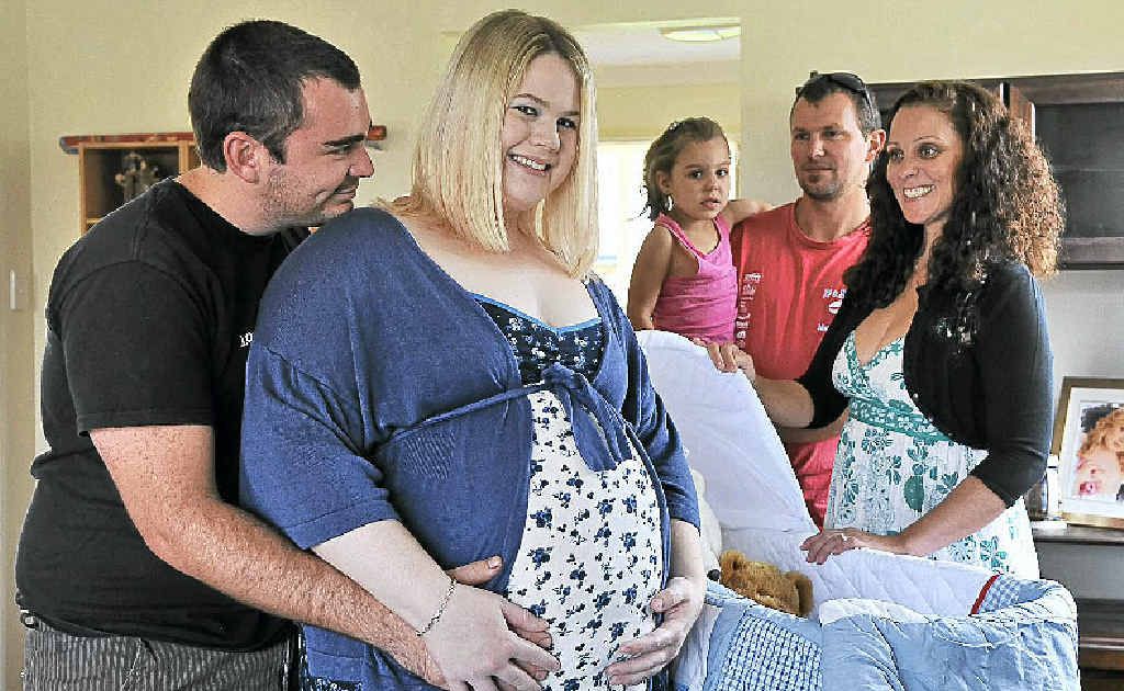 Tegan Prentice with fiancee Tim Kubler and good Samaritans Katrina and Ben Hunter and daughter Myah, 3. Tegan Prentice with fiancee Tim Kubler and good Samaritans Katrina and Ben Hunter and daughter Myah, 3.