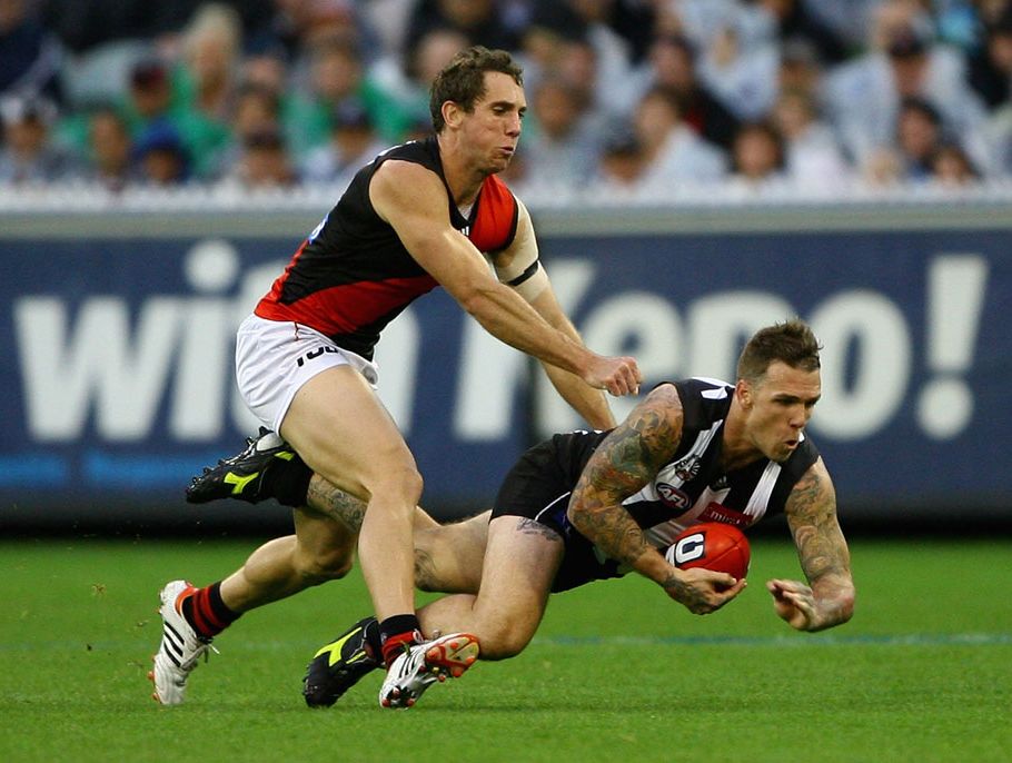 Dane Swan of the Magpies takes a mark during the round five AFL match between the Collingwood Magpies and the Essendon Bombers at Melbourne Cricket Ground.