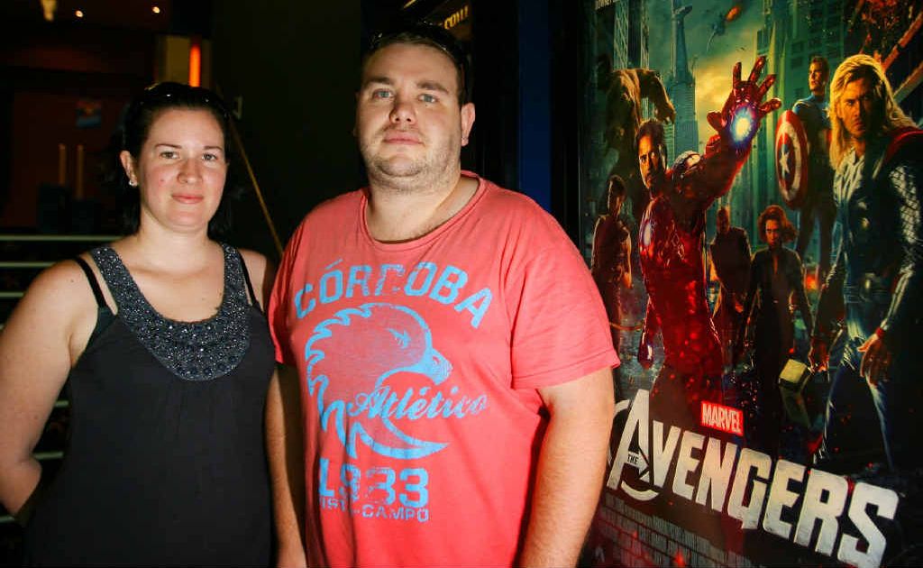 Rockhampton’s Sara and Luke Petersen walk out of a screening of The Avengers at Rockhampton’s Birch Carroll and Coyle Cinemas yesterday. Rockhampton’s Sara and Luke Petersen walk out of a screening of The Avengers at Rockhampton’s Birch Carroll and Coyle Cinemas yesterday.
