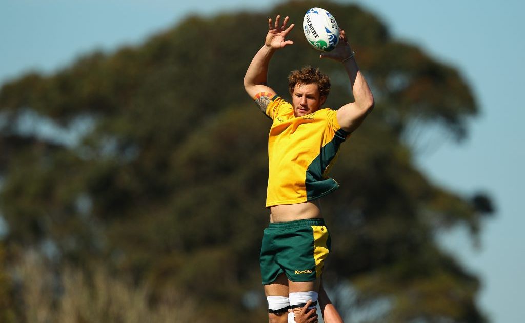 Scott Higginbotham of the Wallabies takes a lineout ball during an Australia IRB Rugby World Cup 2011 captain's run at The Trusts Stadium on September 10, 2011 in Auckland, New Zealand. Scott Higginbotham of the Wallabies takes a lineout ball during an Australia IRB Rugby World Cup 2011 captain's run at The Trusts Stadium on September 10, 2011 in Auckland, New Zealand.