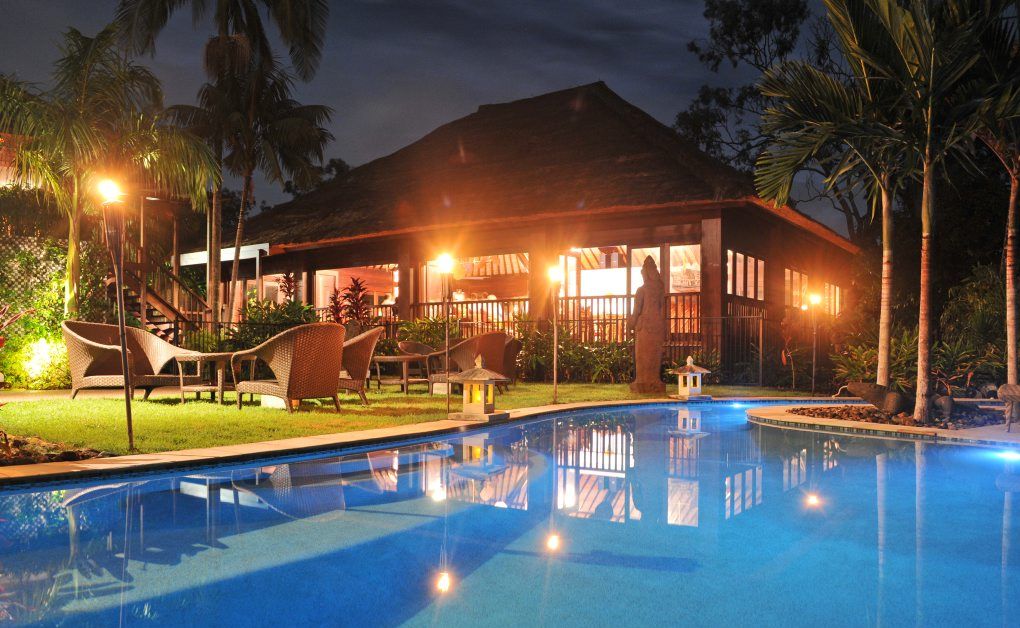 Looking from the pool to the Long Room on Richard Branson's Makepeace Island. Photo: Darryn Smith / Sunshine Coast Daily Looking from the pool to the Long Room on Richard Branson's Makepeace Island. Photo: Darryn Smith / Sunshine Coast Daily