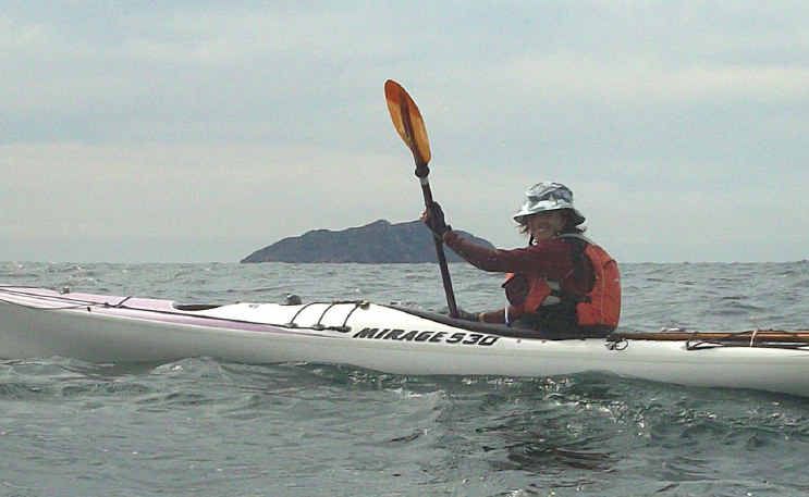 April kayaking the eastern side of Great Keppel looking towards Barren Island. April kayaking the eastern side of Great Keppel looking towards Barren Island.