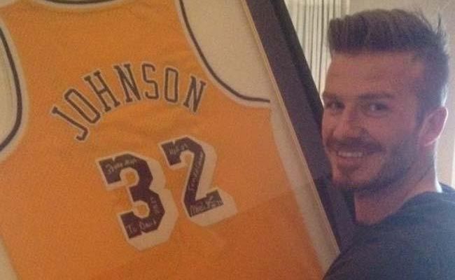 David Beckham with the signed jersey he received for his birthday. David Beckham with the signed jersey he received for his birthday.