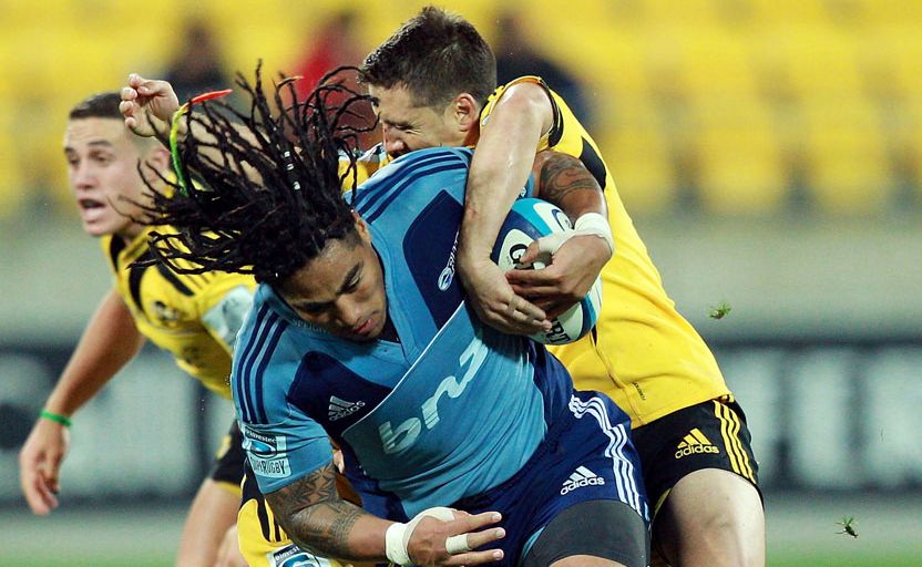 Ma'a Nonu of the Blues is tackled during the round 11 Super Rugby match between the Hurricanes and the Blues at Westpac Stadium Ma'a Nonu of the Blues is tackled during the round 11 Super Rugby match between the Hurricanes and the Blues at Westpac Stadium