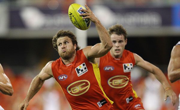 Campbell Brown of the Suns controls the ball during the round six AFL match between the Gold Coast Suns and the Fremantle Dockers at Metricon Stadium Campbell Brown of the Suns controls the ball during the round six AFL match between the Gold Coast Suns and the Fremantle Dockers at Metricon Stadium