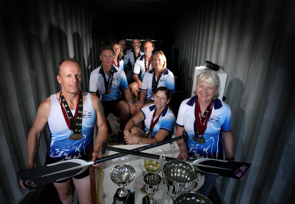 HIGH HOPES: From front to back, Dougal and Brenda Cumming Thom, Deb Sirach, Mark MacKenzie, Cheryl and John Forester, Michael and Donna Davies and Vicki O'Grady (front in middle) are preparing to ship out.