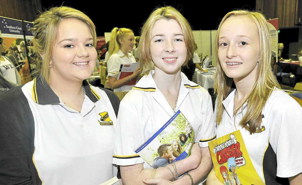 Angela Butts (left), Maeve Kronen and Karlie Balzer all of Lismore visiting the career expo at Lismore City Hall. Angela Butts (left), Maeve Kronen and Karlie Balzer all of Lismore visiting the career expo at Lismore City Hall.
