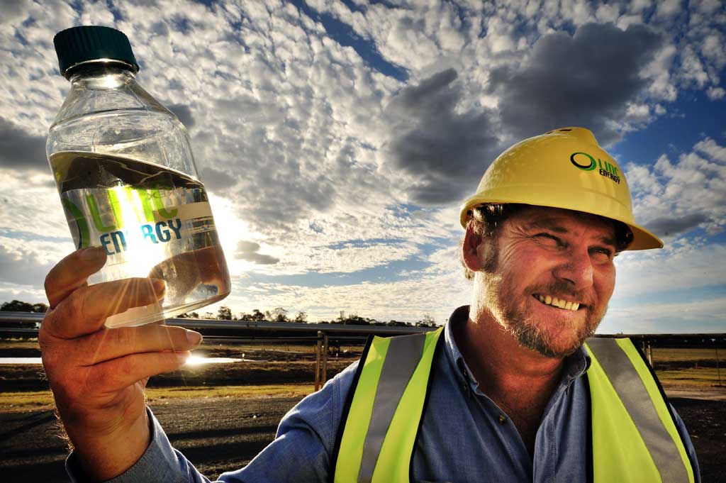 Linc Energy CEO Peter Bond and a sample of the fuel the company is producing at its Chinchilla demonstration facility. Linc Energy CEO Peter Bond and a sample of the fuel the company is producing at its Chinchilla demonstration facility.