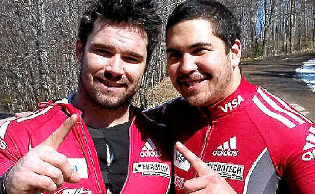 Chris Spring with teammate Tim Randall. Chris Spring with teammate Tim Randall.