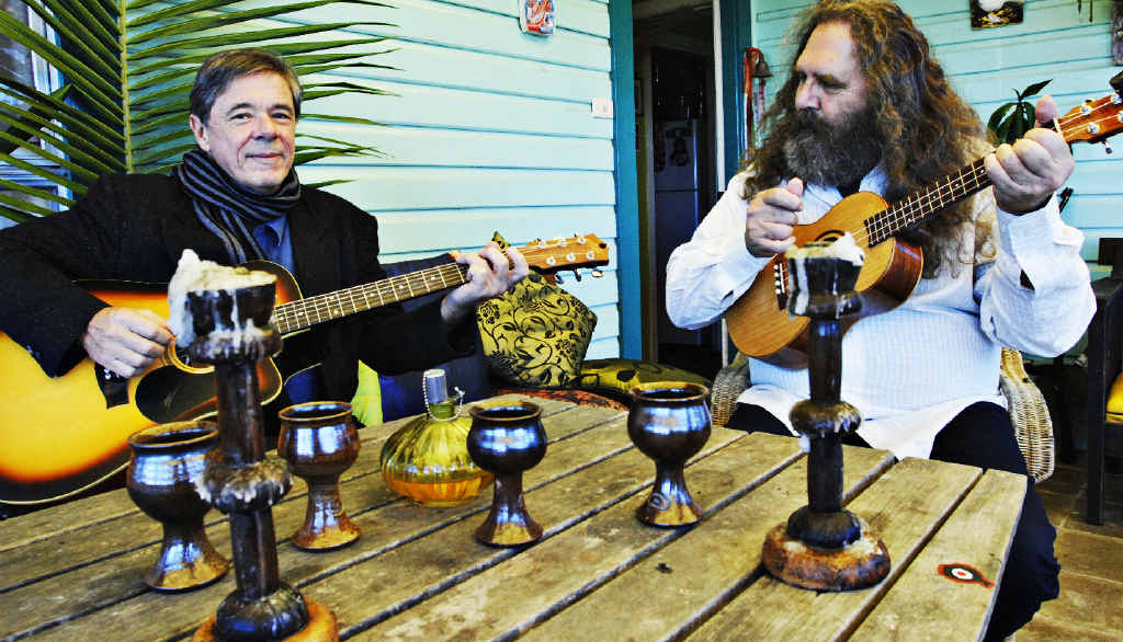 Barry Ferrier, of Bangalow, and Paul Joseph, of Lismore, run through some of the songs from their Jesus Christ Superstar days. Barry Ferrier, of Bangalow, and Paul Joseph, of Lismore, run through some of the songs from their Jesus Christ Superstar days.
