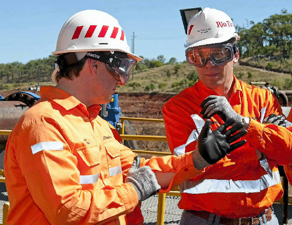Rio Tinto chief executive Tom Albanese (right) being briefed at Yarwun by Rio Tinto Alcan’s president and CEO of bauxite and alumina Pat Fiore. Rio Tinto chief executive Tom Albanese (right) being briefed at Yarwun by Rio Tinto Alcan’s president and CEO of bauxite and alumina Pat Fiore.