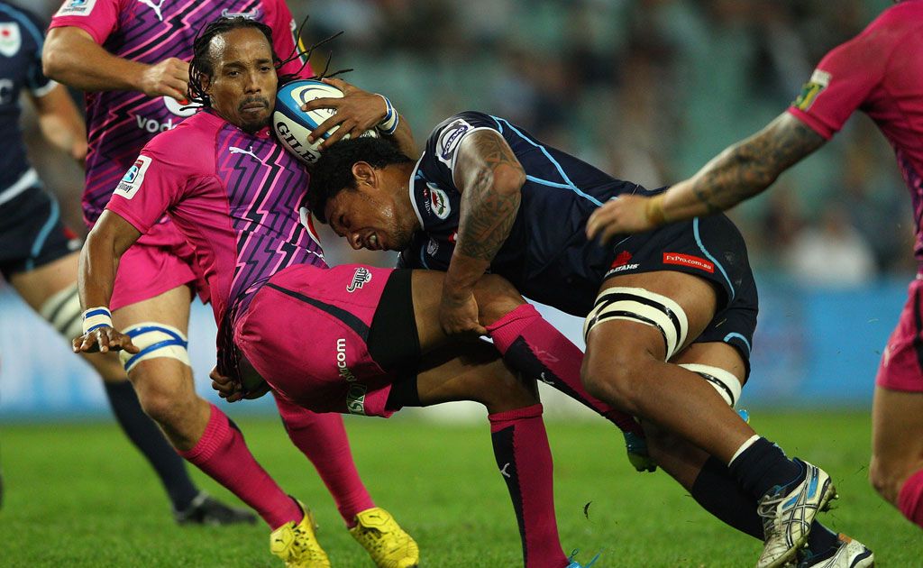 Akona Ndungane of the Bulls is tackled by Lopeti Timani of the Waratahs during the round 12 Super Rugby match between the Waratahs and the Bulls at Allianz Stadium Akona Ndungane of the Bulls is tackled by Lopeti Timani of the Waratahs during the round 12 Super Rugby match between the Waratahs and the Bulls at Allianz Stadium