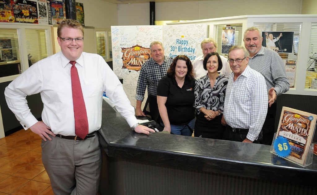 2012 Gympie Music Muster team (from left): Apex Muster chairman Chris Anderson, marketing and artist services manager Jeff Chandler, office co-ordinator Kaitlyn Anderson, business development manager John O’Brien, administration Lenchen Kurtzahn, operations manager Ray Maguire and CEO James Dein. 2012 Gympie Music Muster team (from left): Apex Muster chairman Chris Anderson, marketing and artist services manager Jeff Chandler, office co-ordinator Kaitlyn Anderson, business development manager John O’Brien, administration Lenchen Kurtzahn, operations manager Ray Maguire and CEO James Dein.