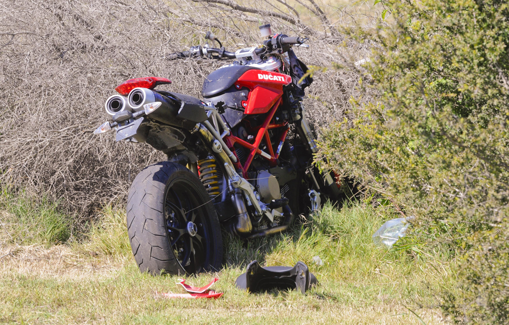 A motorcyclist involved in a high-speed pursuit crashed near Musk Valley Creek, south of Grafton. A motorcyclist involved in a high-speed pursuit crashed near Musk Valley Creek, south of Grafton.