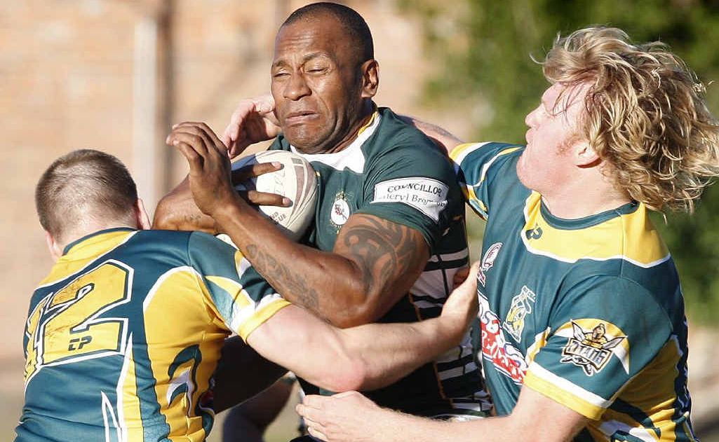 Ipswich Diggers player Wise Kativerafa displays his strength during his team’s impressive win over Gold Coast at the North Ipswich Reserve. Ipswich Diggers player Wise Kativerafa displays his strength during his team’s impressive win over Gold Coast at the North Ipswich Reserve.