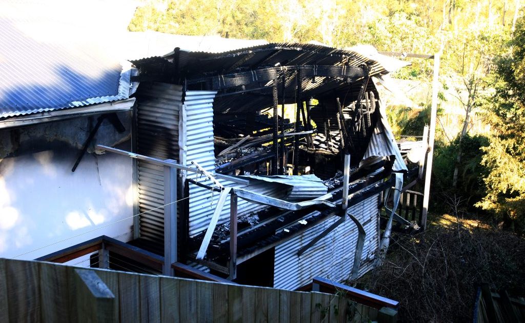 Fire destroyed this house in Piggabeen on May 14. Fire destroyed this house in Piggabeen on May 14.