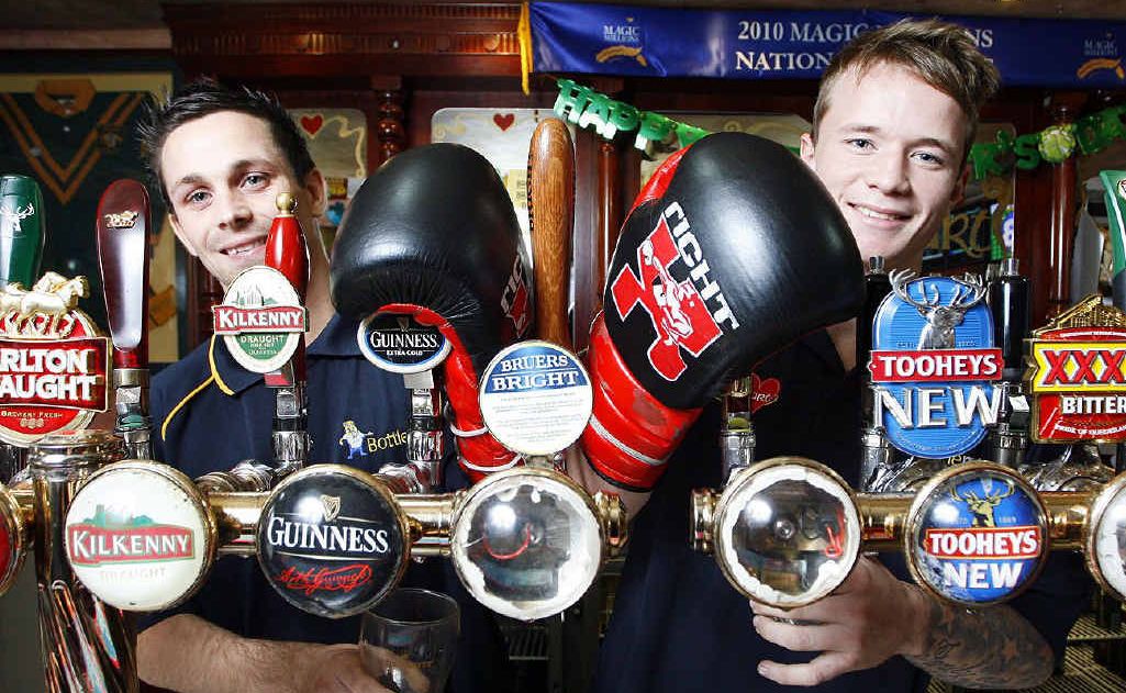 Boxers Don Broadhurst and Liam Hutchinson are grateful their employer Goodna’s Irish Heart Hotel allows them to mix work with their sporting pursuits. Boxers Don Broadhurst and Liam Hutchinson are grateful their employer Goodna’s Irish Heart Hotel allows them to mix work with their sporting pursuits.