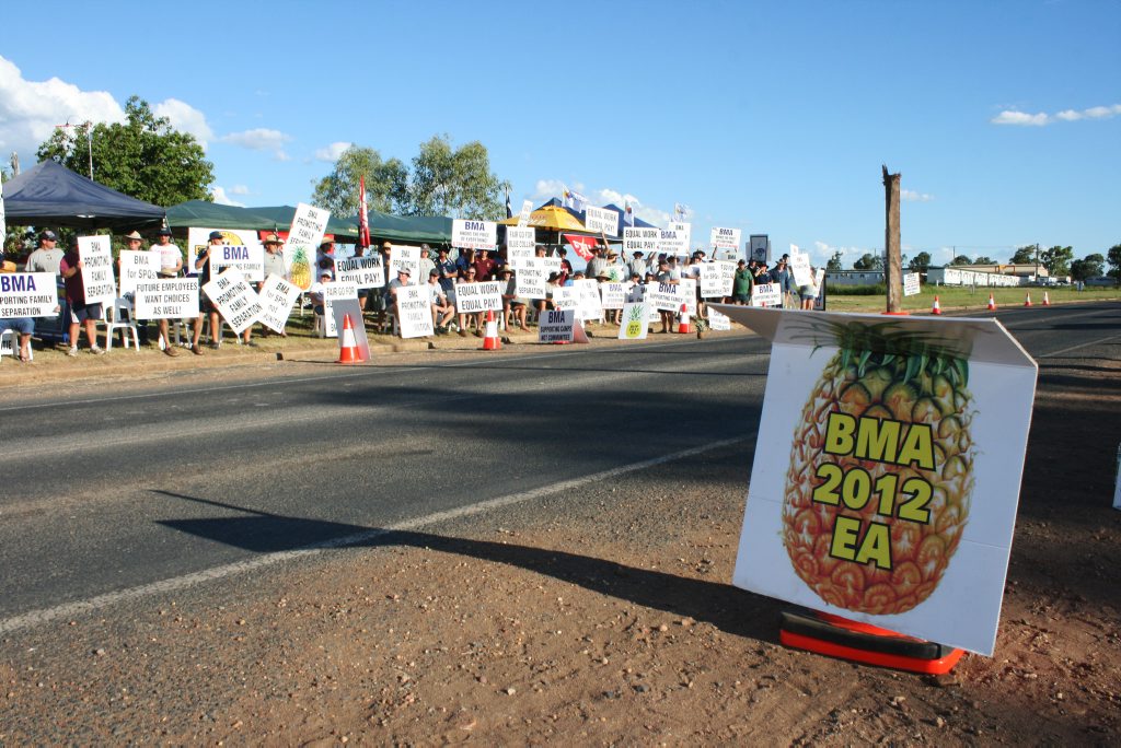 The union already had members' approval to start around-the-clock, seven-day strikes at every BMA coal mine in the Bowen Basin. The union already had members' approval to start around-the-clock, seven-day strikes at every BMA coal mine in the Bowen Basin.