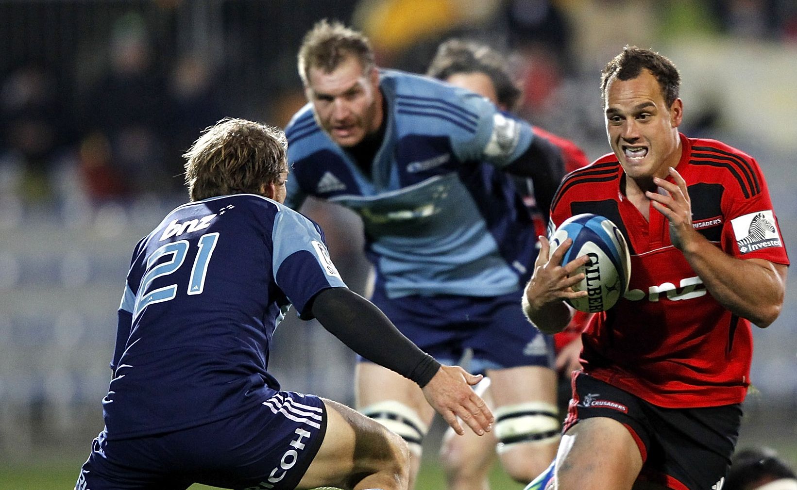 Israel Dagg of the Crusaders makes a break during the round 13 Super Rugby match between the Crusaders and the Blues at AMI Stadium Israel Dagg of the Crusaders makes a break during the round 13 Super Rugby match between the Crusaders and the Blues at AMI Stadium