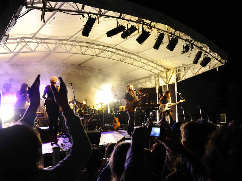 The McClymonts open up their album launch show at the Grafton Racecourse. The McClymonts open up their album launch show at the Grafton Racecourse.