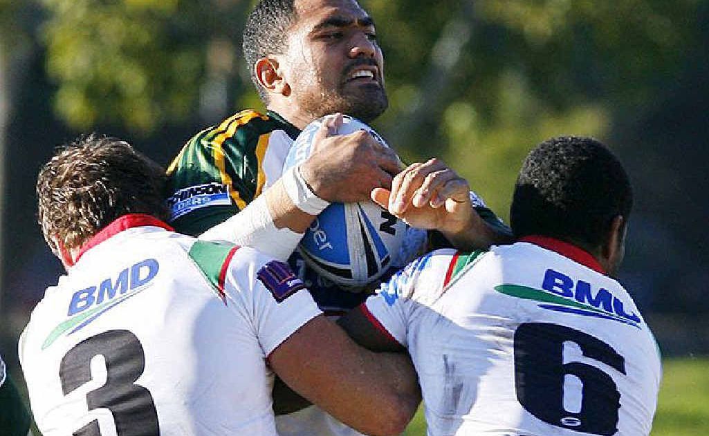 Ipswich Jets forward Lorenzo Ma’afu finds no way through the Wynnum-Manly defence this time, during his team’s 32-28 loss on Saturday. Ipswich Jets forward Lorenzo Ma’afu finds no way through the Wynnum-Manly defence this time, during his team’s 32-28 loss on Saturday.