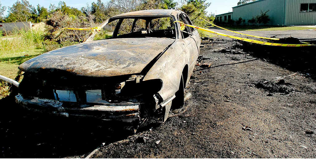 A Holden Commodore station wagon was one of two cars torched in Yamba on February 14, 2010. A Holden Commodore station wagon was one of two cars torched in Yamba on February 14, 2010.
