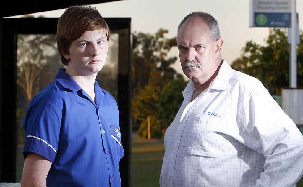 Steve O’Brien is frustrated that Westside Bus Co deliberately left his son Bailey behind at a Flinders View bus stop. Steve O’Brien is frustrated that Westside Bus Co deliberately left his son Bailey behind at a Flinders View bus stop.