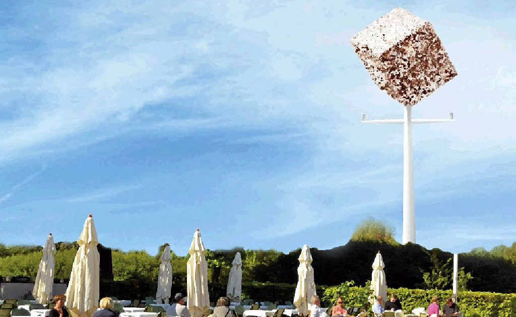An artist’s impression of Toowoomba’s big lamington. An artist’s impression of Toowoomba’s big lamington.